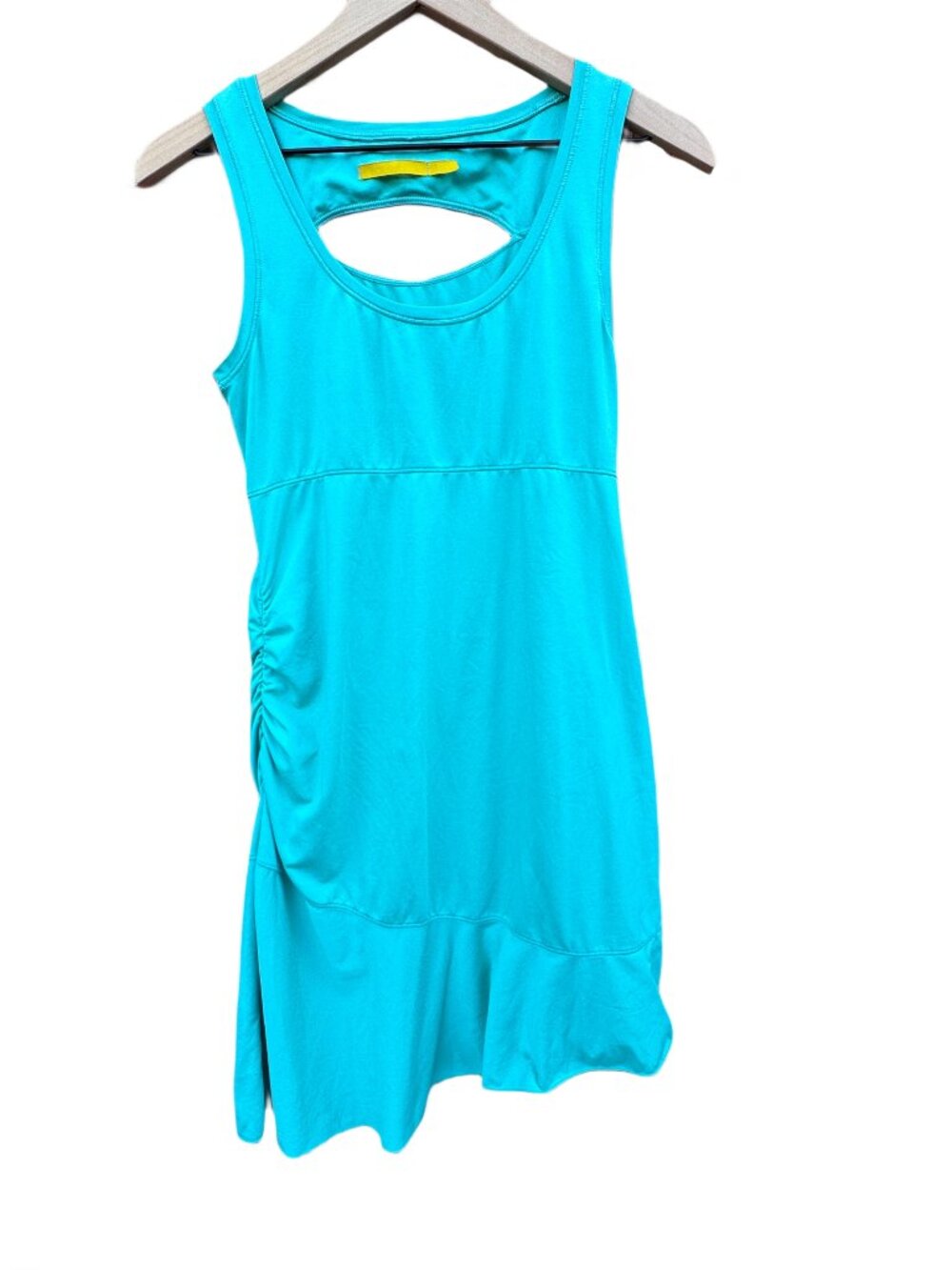 Lole Athletic Tank Dress Small Green Cut-Out Back Asymmetrical Hemline Sporty